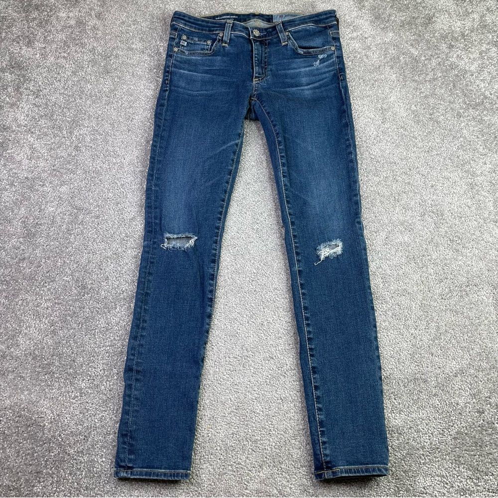 Ag Adriano Goldschmied Jeans Women's 26 Blue Super Skinny Ankle Low Rise Dark